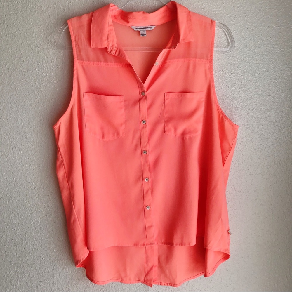 AMERICAN EAGLE | Sleeveless Neon Button Down XL